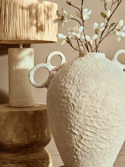 Cotton Mache Large Vase with Decorative Handles | Sanai