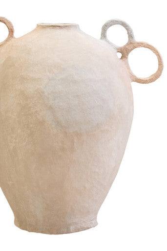 Cotton Mache Large Vase with Decorative Handles | Sanai