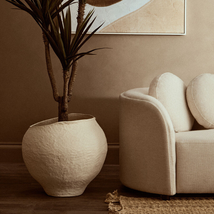 Cotton Mache Large Beige Planter | Sanai