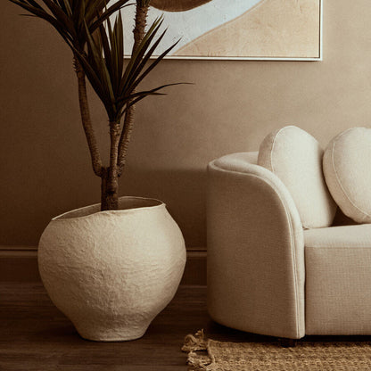 Cotton Mache Large Beige Planter | Sanai