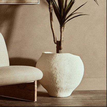 Cotton Mache Large Beige Planter | Sanai