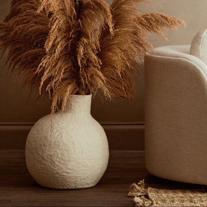 Cotton Mache Large Cream Vase | Sanai