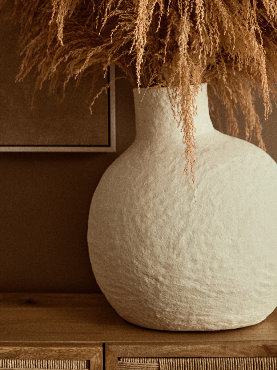 Cotton Mache Large Cream Vase | Sanai