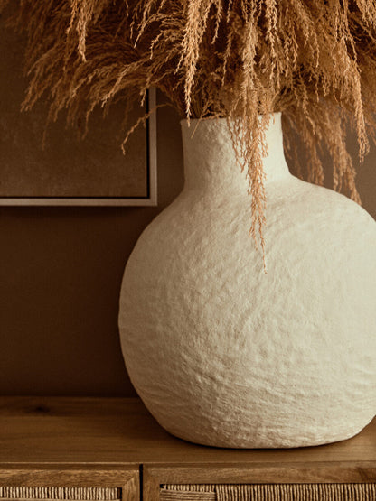 Cotton Mache Large Cream Vase | Sanai