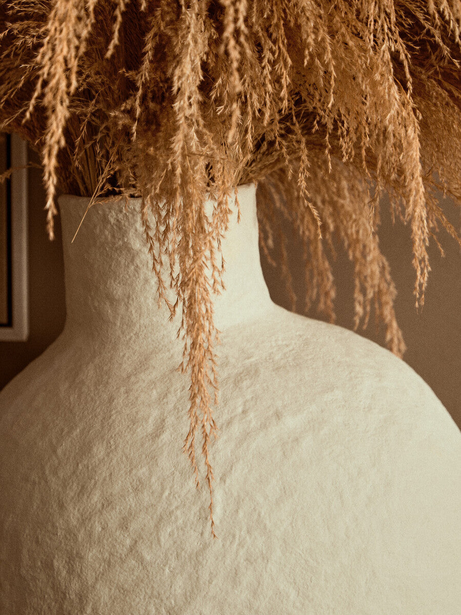 Cotton Mache Large Cream Vase | Sanai
