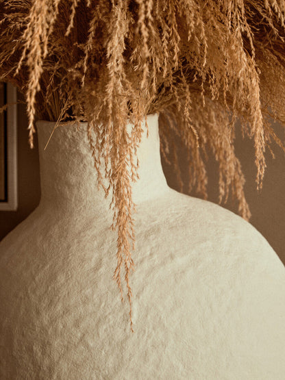 Cotton Mache Large Cream Vase | Sanai