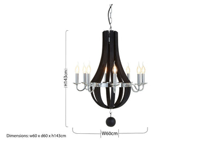 Black 8 Bulb Curved Chandelier | Kensington Townhouse