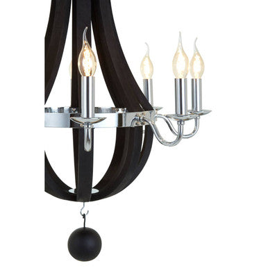 Black 8 Bulb Curved Chandelier | Kensington Townhouse