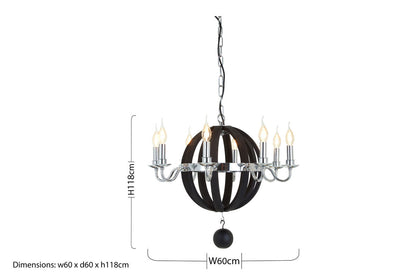 Kensington Townhouse Black 8 Bulb Orb Chandelier