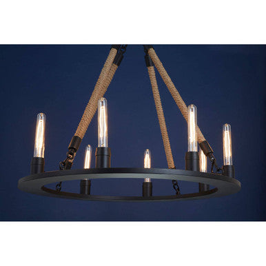 8 Bulb Rope and Metal Hoop Chandelier | Hampstead