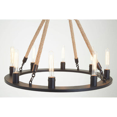 8 Bulb Rope and Metal Hoop Chandelier | Hampstead