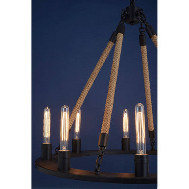 8 Bulb Rope and Metal Hoop Chandelier | Hampstead