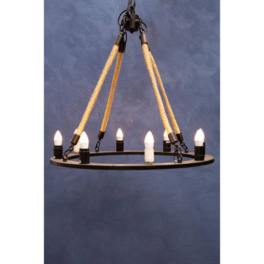 8 Bulb Rope and Metal Hoop Chandelier | Hampstead