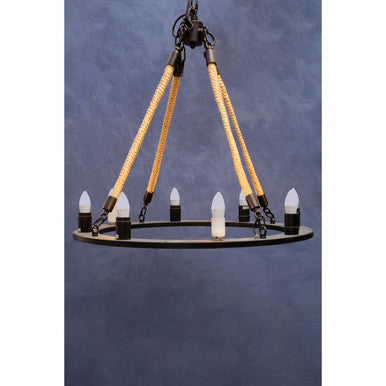 8 Bulb Rope and Metal Hoop Chandelier | Hampstead