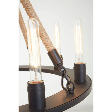 8 Bulb Rope and Metal Hoop Chandelier | Hampstead