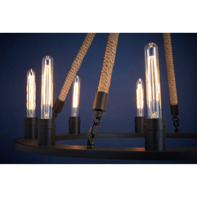 8 Bulb Rope and Metal Hoop Chandelier | Hampstead