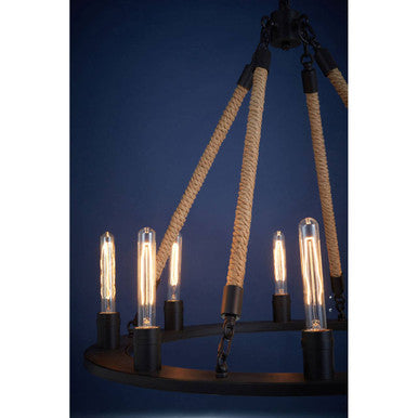 8 Bulb Rope and Metal Hoop Chandelier | Hampstead