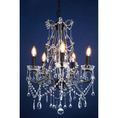 5 Bulb Crystal Glass Chandelier | Kensington Townhouse