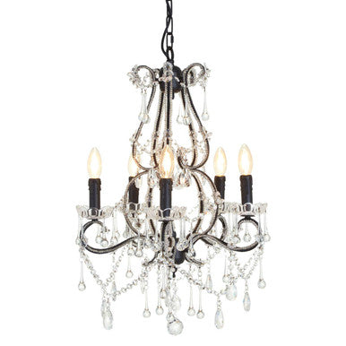 5 Bulb Crystal Glass Chandelier | Kensington Townhouse