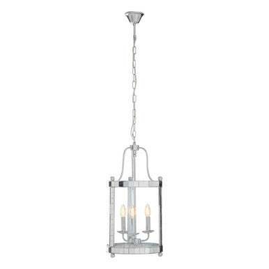 3 Bulb Chrome and Glass Pendant Light | Kensington Townhouse
