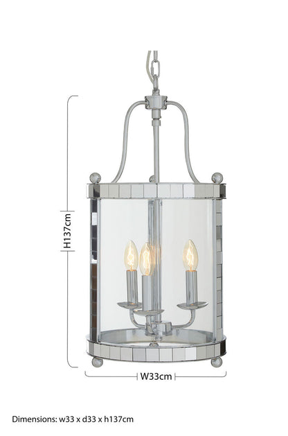 3 Bulb Chrome and Glass Pendant Light | Kensington Townhouse