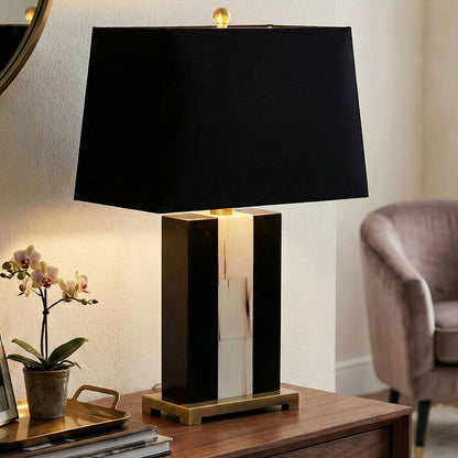 Marble Table Lamp with Black Shade | Hoxton