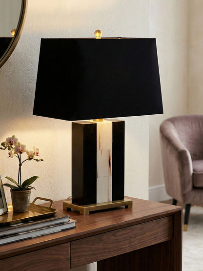 Marble Table Lamp with Black Shade | Hoxton