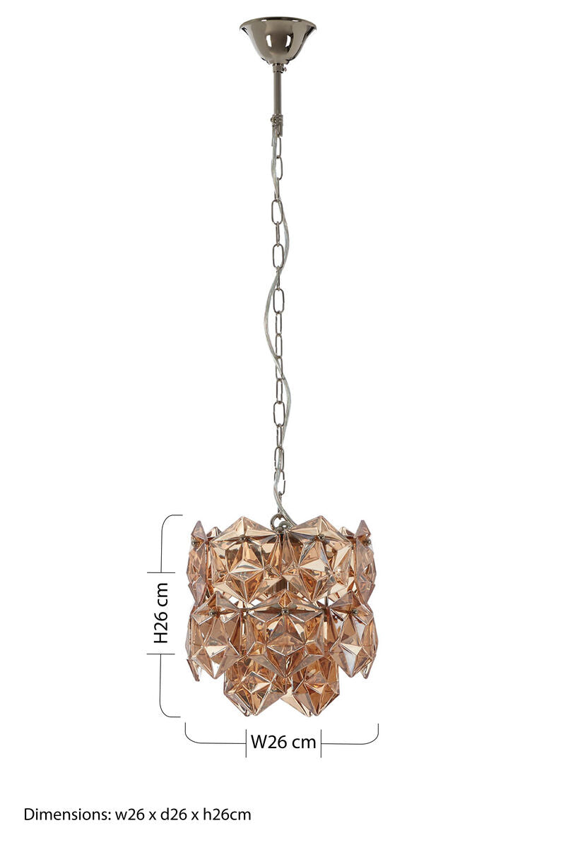 Small Multi Faceted Amber Glass Pendant Light | Rydello
