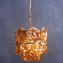 Small Multi Faceted Amber Glass Pendant Light | Rydello