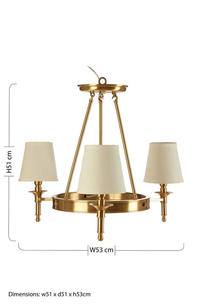 Copper Finish 3 Arm Chandelier | Zina
