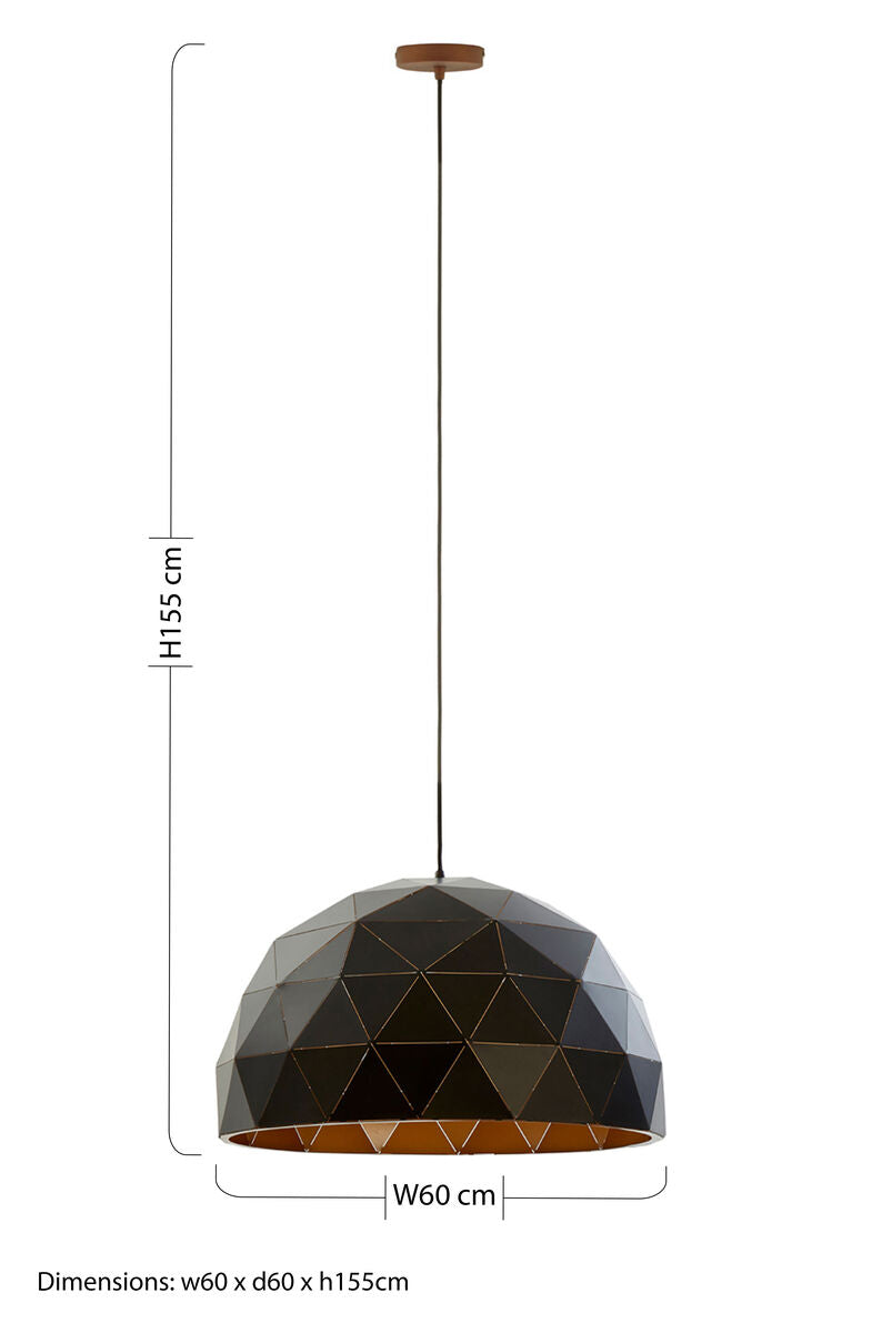 Large Black and Copper Dome Pendant Light | Mateo