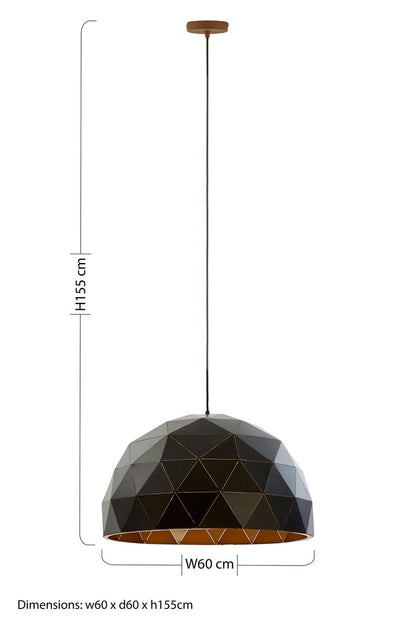 Large Black and Copper Dome Pendant Light | Mateo
