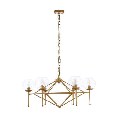 Abira Gold Finish and Glass 6 Bulb Pendant Light