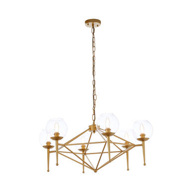 Abira Gold Finish and Glass 6 Bulb Pendant Light