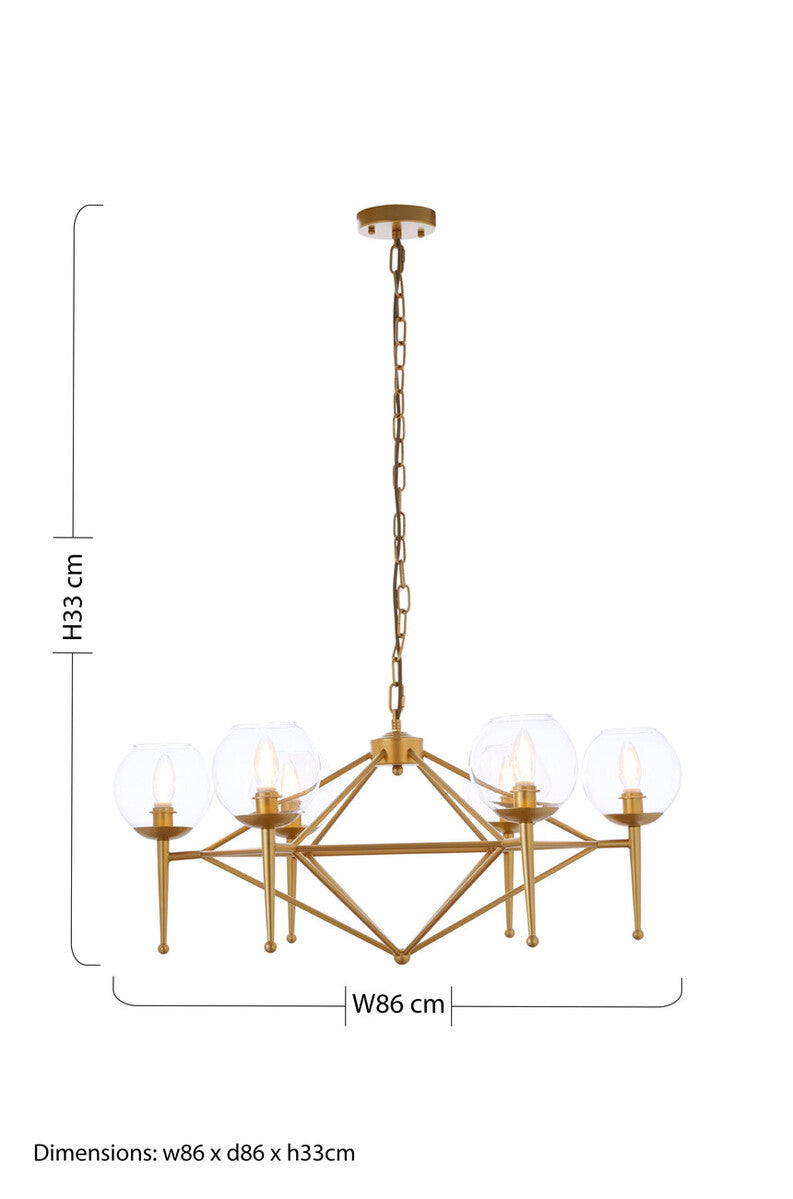 Abira Gold Finish and Glass 6 Bulb Pendant Light