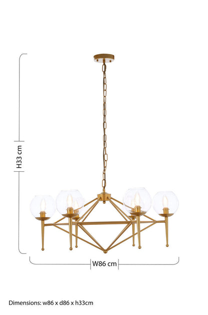 Abira Gold Finish and Glass 6 Bulb Pendant Light
