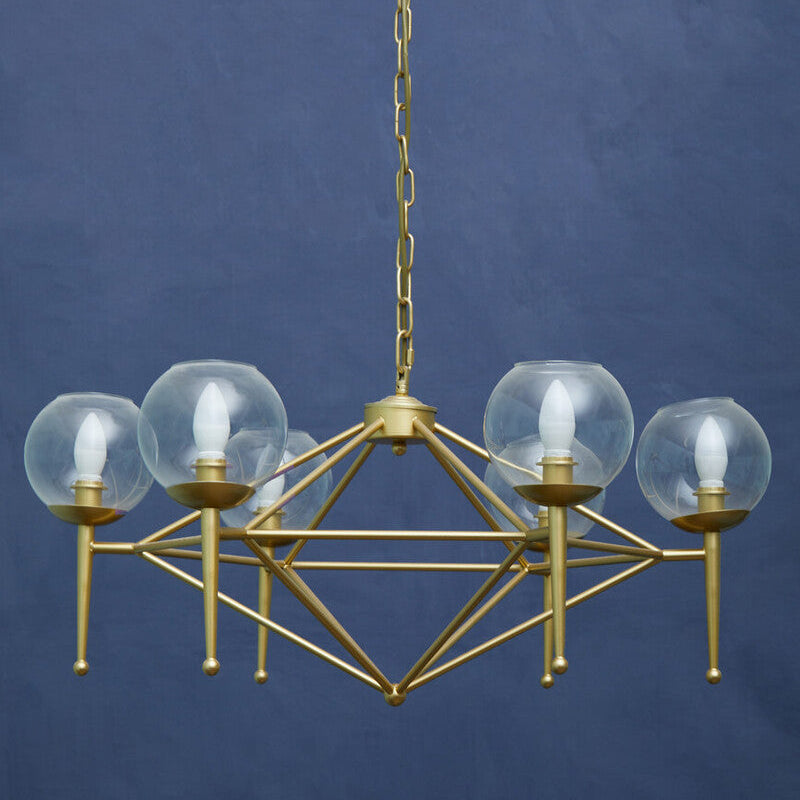 Abira Gold Finish and Glass 6 Bulb Pendant Light