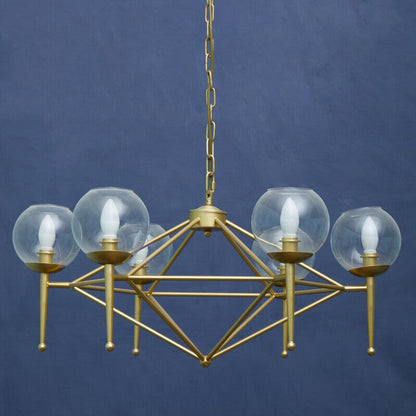Abira Gold Finish and Glass 6 Bulb Pendant Light