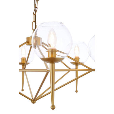 Abira Gold Finish and Glass 6 Bulb Pendant Light