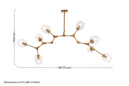 Gold Finish Adjustable 8 Arm Statement Pendant Light | Abira