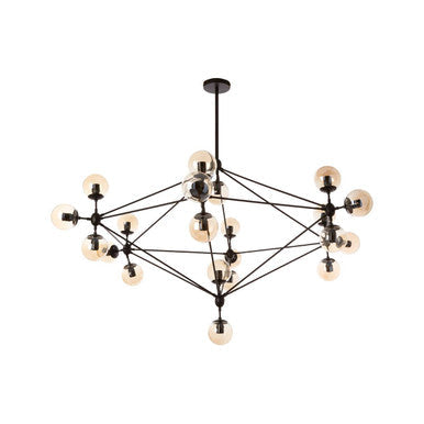 Abira Matte Black Finish and Glass 21 Bulb Pendant Light