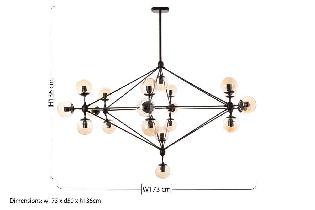 Abira Matte Black Finish and Glass 21 Bulb Pendant Light