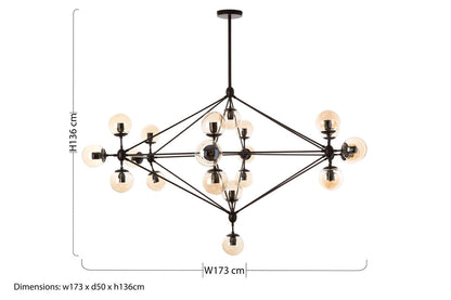 Abira Matte Black Finish and Glass 21 Bulb Pendant Light