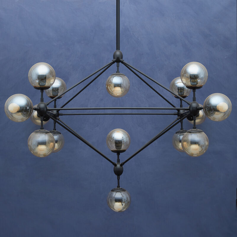 Abira Matte Black Finish and Glass 21 Bulb Pendant Light