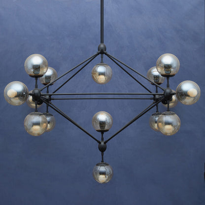 Abira Matte Black Finish and Glass 21 Bulb Pendant Light