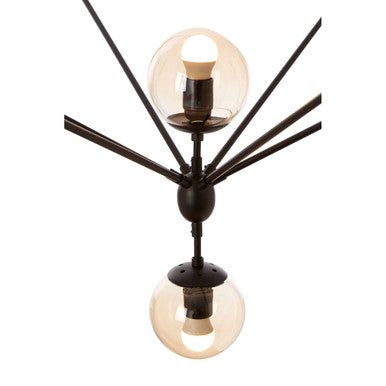Abira Matte Black Finish and Glass 21 Bulb Pendant Light