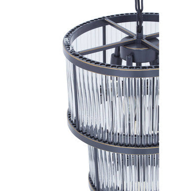 3 Tier Black Finish Glass Chandelier | Salasco