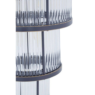 3 Tier Black Finish Glass Chandelier | Salasco