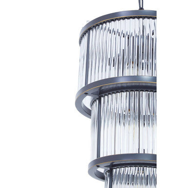 3 Tier Black Finish Glass Chandelier | Salasco