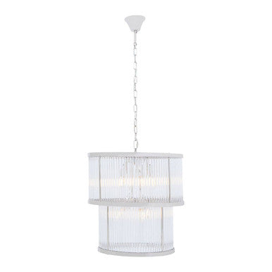 2 Tier Nickel Finish Glass Chandelier | Salasco